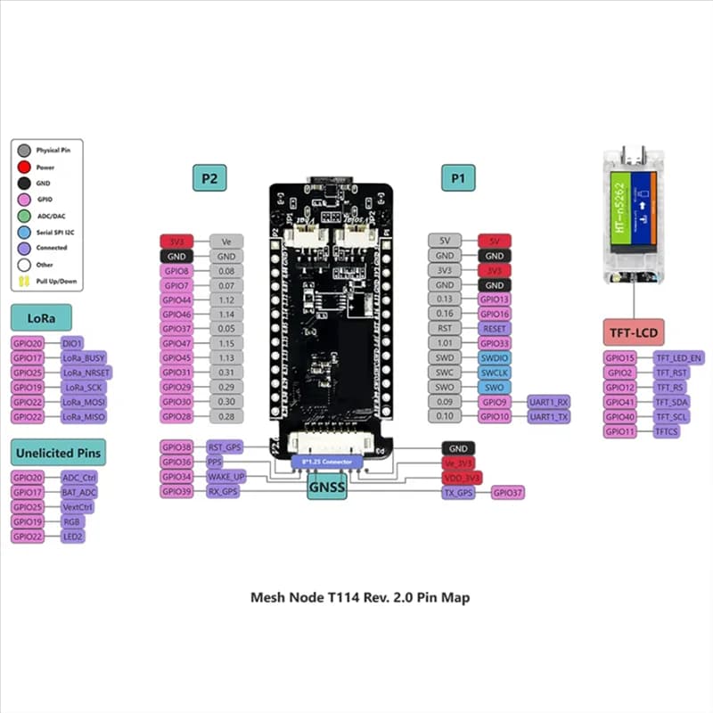 T114 Tracker Display TFT da 1,14 pollici BLE Wifi NRF52840 SX1262 Lora Lorawan Scheda dati Arduino con antenna gateway 915 Mhz-[A51I]