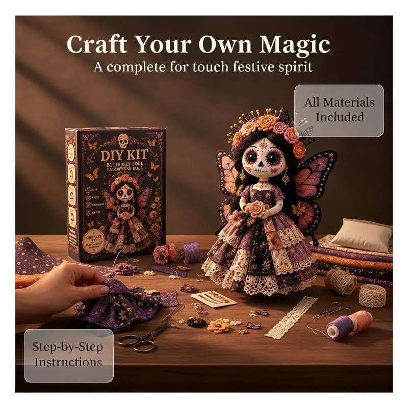 Day Of The Dead Patchwork Doll DIY Kit Skull Design Handmade Sewing Craft Set for Beginner Adult Home Decor Gift