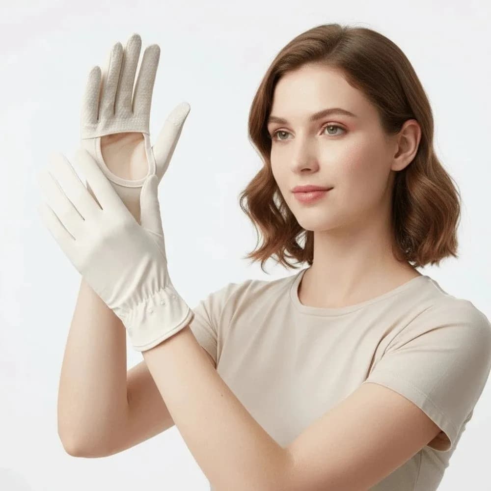 Breathable Sunscreen Gloves Silicone Anti Slip Thin Ice Silk Riding Gloves Quick Dry Sun Protection Summer Driving Mittens