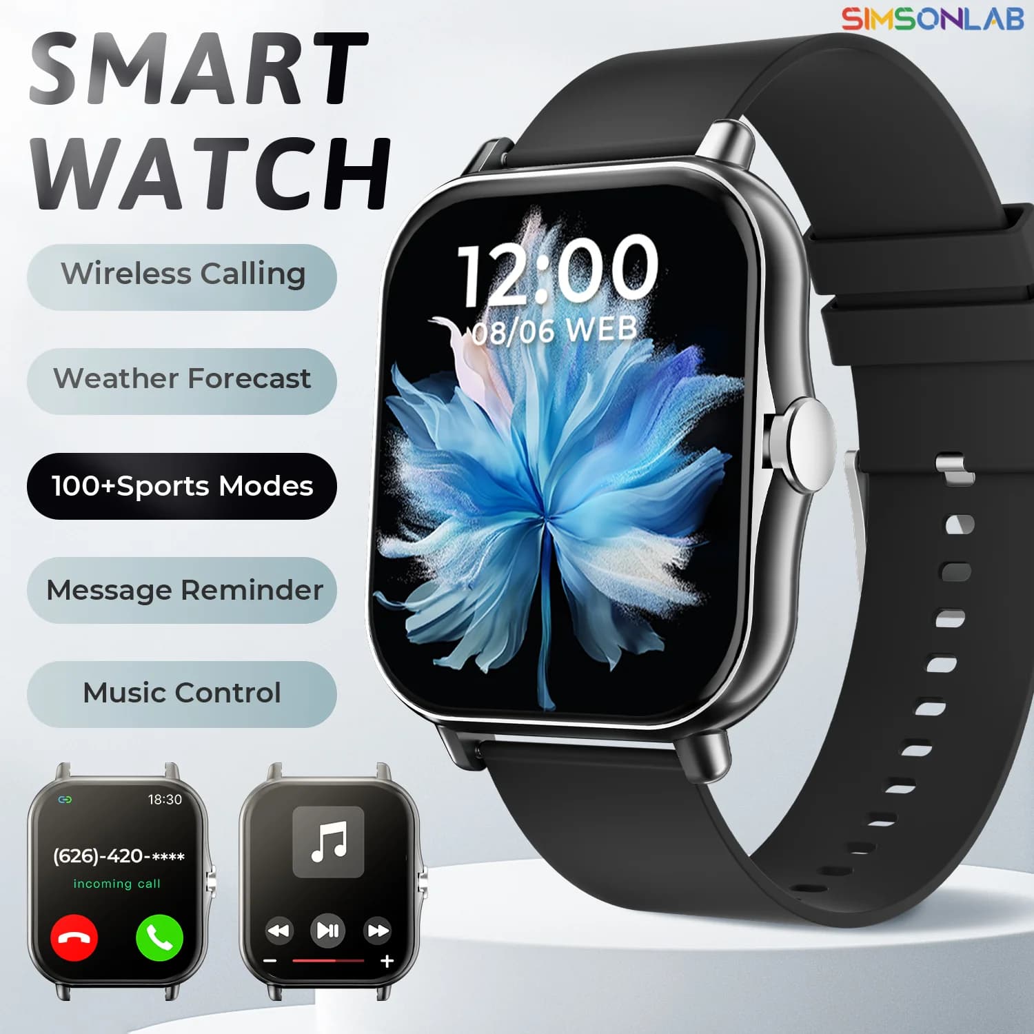 Nuovo Smartwatch 2026 con Schermo HD da 1,83 Pollici, Cinturino Multicolore, Chiamate Bluetooth, Orologio Sportivo per Android/iOS, Uomo e Donna