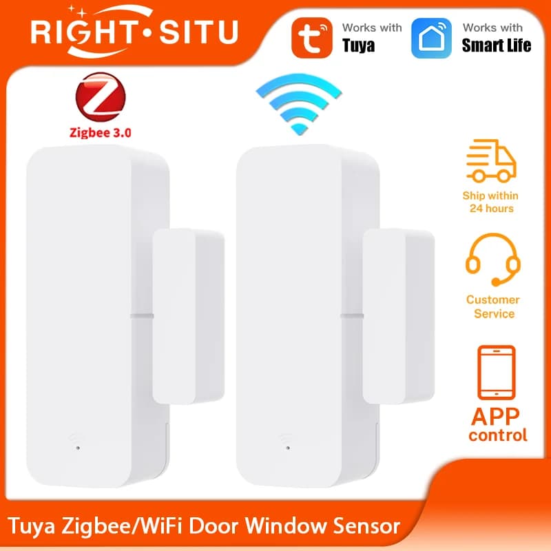 Tuya WiFi Zigbee Sensore porta Sensore di contatto Rilevatore aperto chiuso Allarme casa intelligente Protezione di sicurezza Funziona con Z2MQTT HA