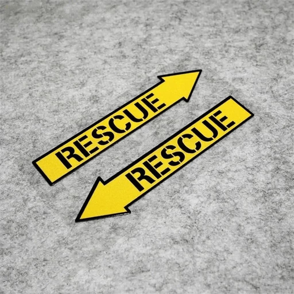 2D Flat 1Pair Yellow Arrow Rescue Vinyl Sticker, Waterproof Decal for Car Body Window Bumper Motorcycle Helmet Decor