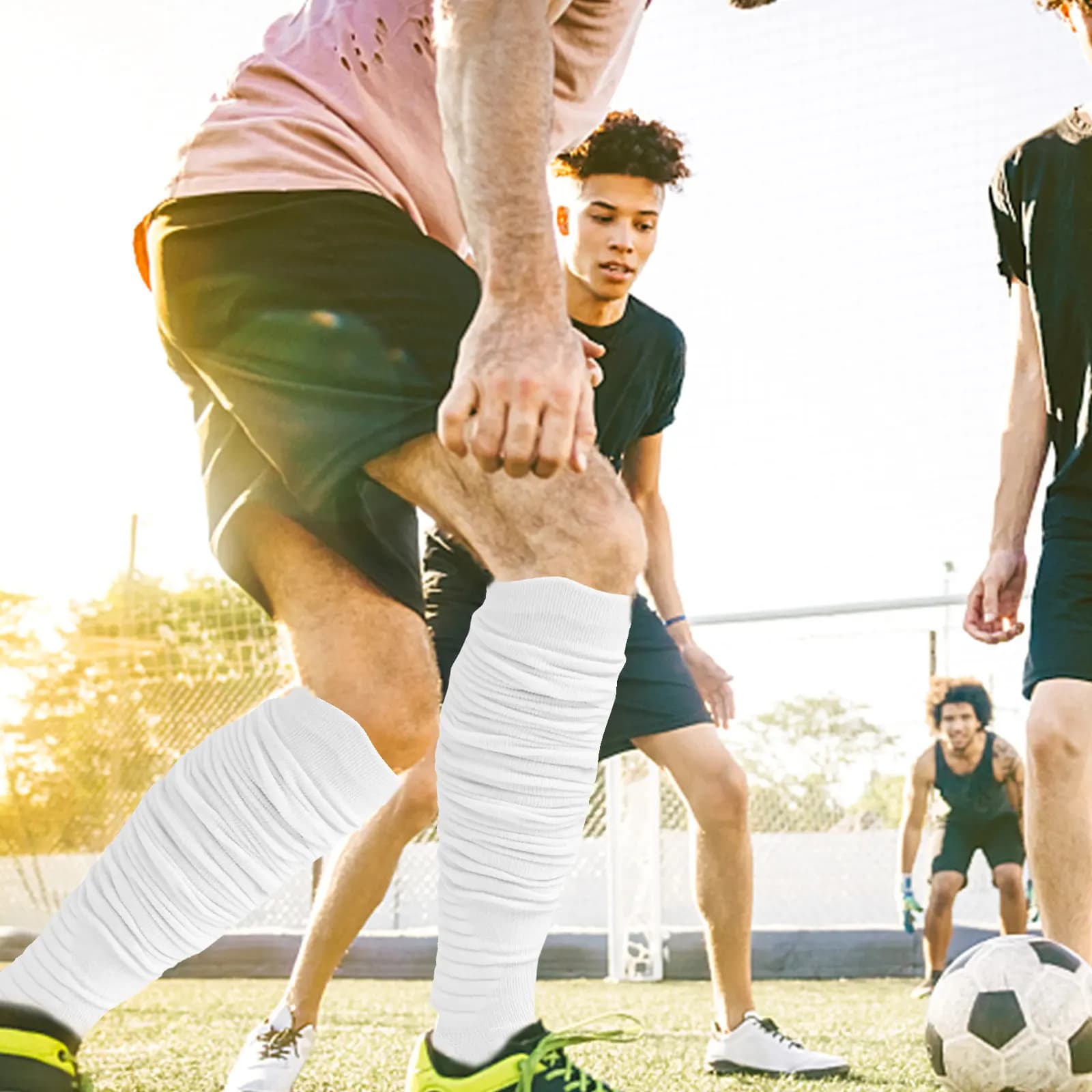 1 Paio di Calze Sportive Alte in Cotone, Calze da Calcio Extra Spesse con Supporto Ammortizzato per Caviglia, Antiscivolo per Uomini, Ragazzi e Uso Calcistico