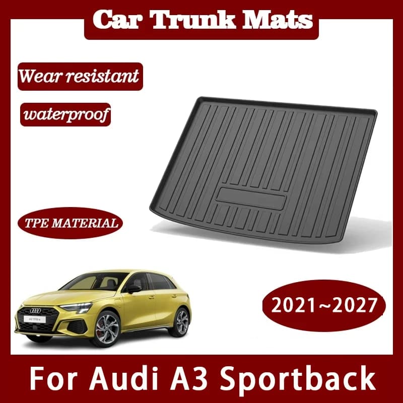Tappetino per bagagliaio in TPE per Audi A3 Sportback 8Y RS 3 2021~2027, impermeabile, tappeto protettivo per vano posteriore, accessori auto