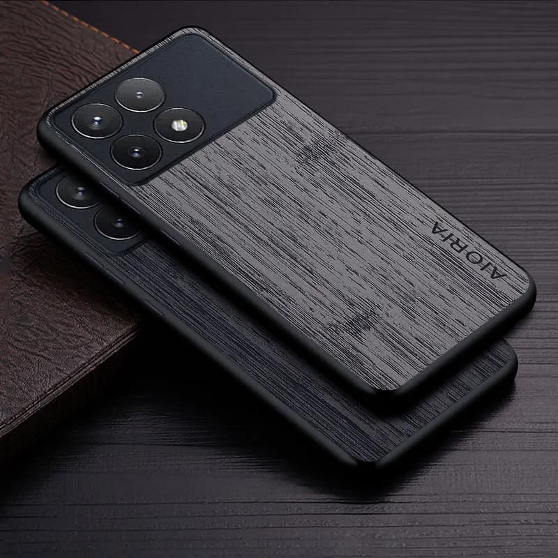 Case for Poco F6 Pro Poco F6 coque bamboo wood pattern Leather phone cover Luxury funda for xiaomi poco f6 pro case capa