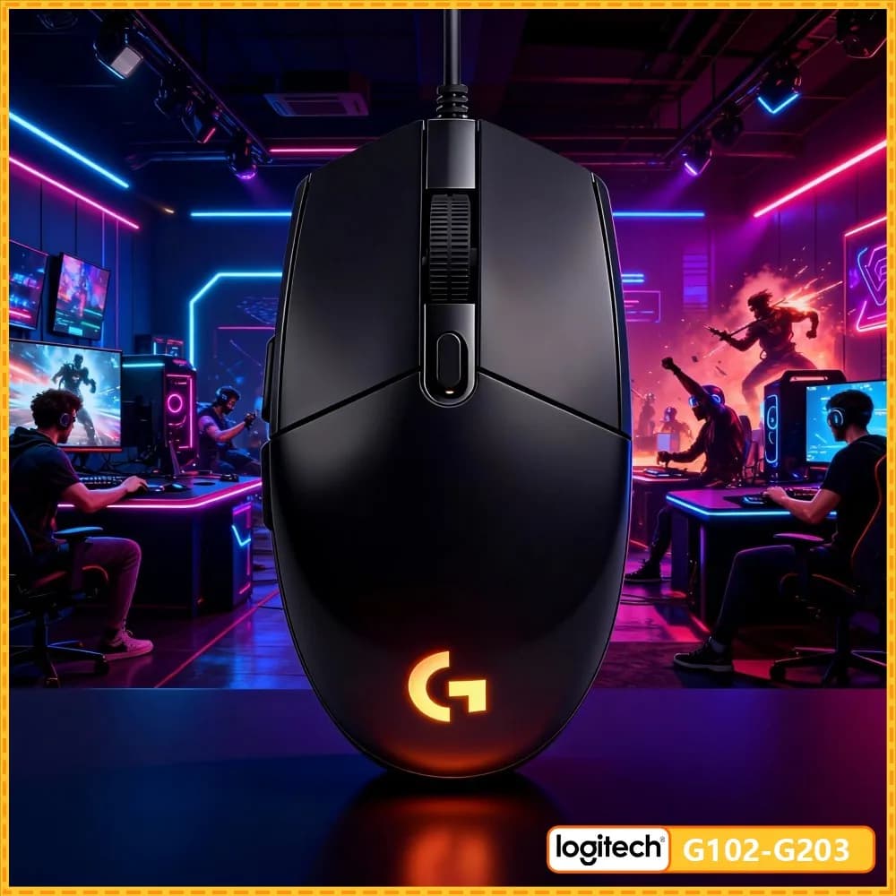 Logitech G203 Wired RGB Gaming Mouse, 8000 DPI Sensor, 6 Buttons, 1Ms Response, 2.1M Cable, Ergonomic Design, Mac PC Compatible
