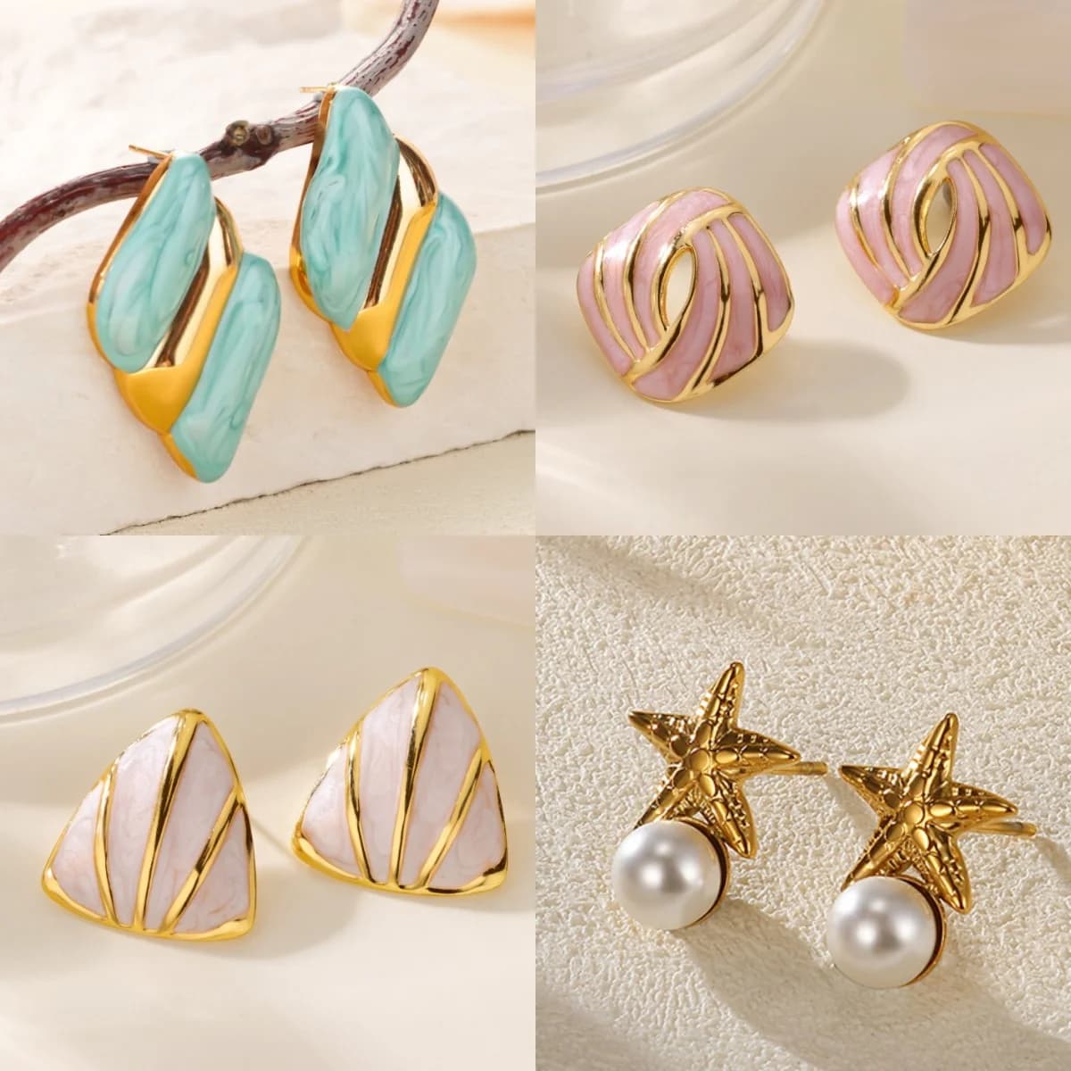 Orecchini da donna con zirconi quadrati dolci, gioielli minimalisti placcati in oro 18 carati, regalo per la festa della mamma, spedizione gratuita
