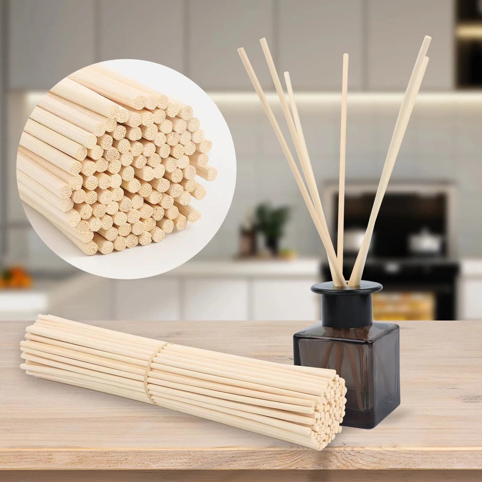 100PC Diffusore di canna di olio di fragranza in legno Aroma naturale Bastone di rattan Diffusore domestico Bastone 3/4/5mm Varie lunghezze 22/25/30/40 cm