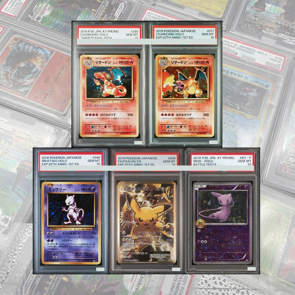 2016 Diy Proxy Ptcg Graded Collection Card 20Th Anniv-1St Ed. Series Mew-Holo Charizard-Holo Mewtwo-Holo Card Gem Mt10 Gifts
