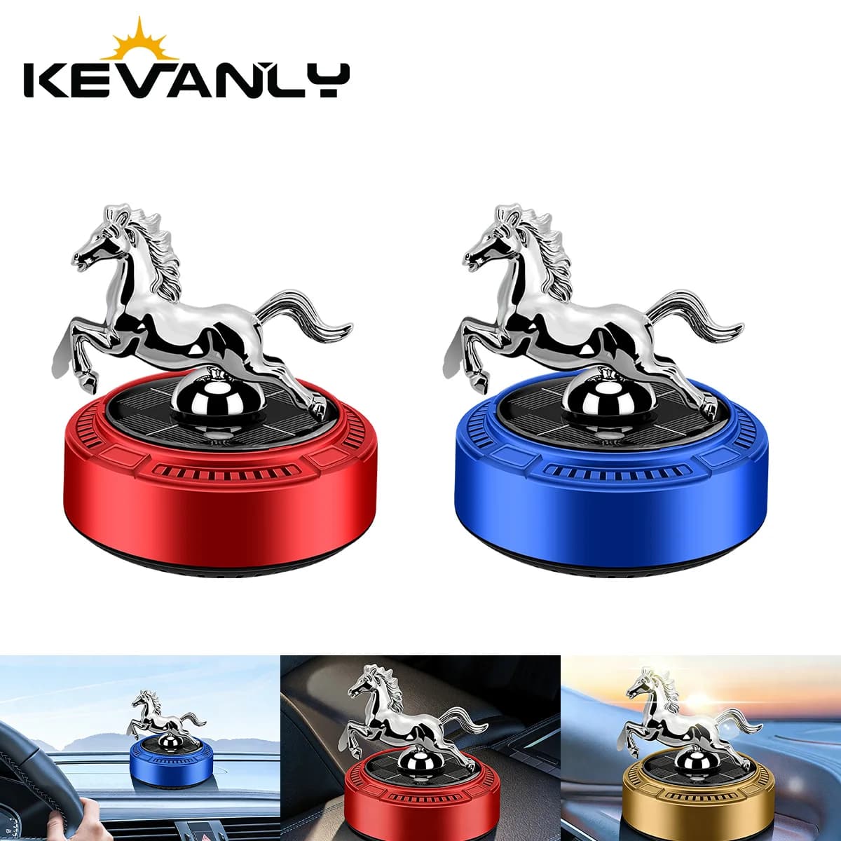 1 pz. Ornamento a forma di cavallo al galoppo alimentato a energia solare per console centrale, decorazione interni auto, deodorante per rimuovere gli odori