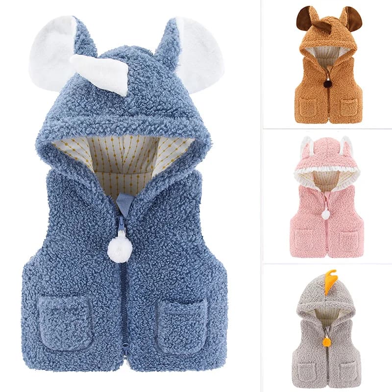 Ragazzi Ragazze Autunno Cartoon Dinosauro Gilet con cappuccio Cappotto Bambino Bambini Gilet caldo Capispalla Abbigliamento Giacca infantile per 0-4 anni