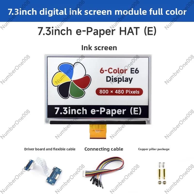 Modulo Display E-Paper a 7 Colori da 7,3 Pollici 800x480/600x448, Interfaccia SPI, Schermo E-Ink a Bassissimo Consumo per Raspberry Pi/Arduino/STM32