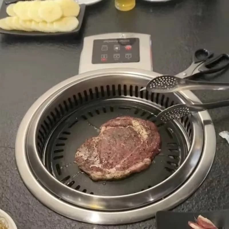 Commercial custom size Korean version BBQ style non-stick pan Stainless steel desktop BBQ BBQ charcoal and indoor