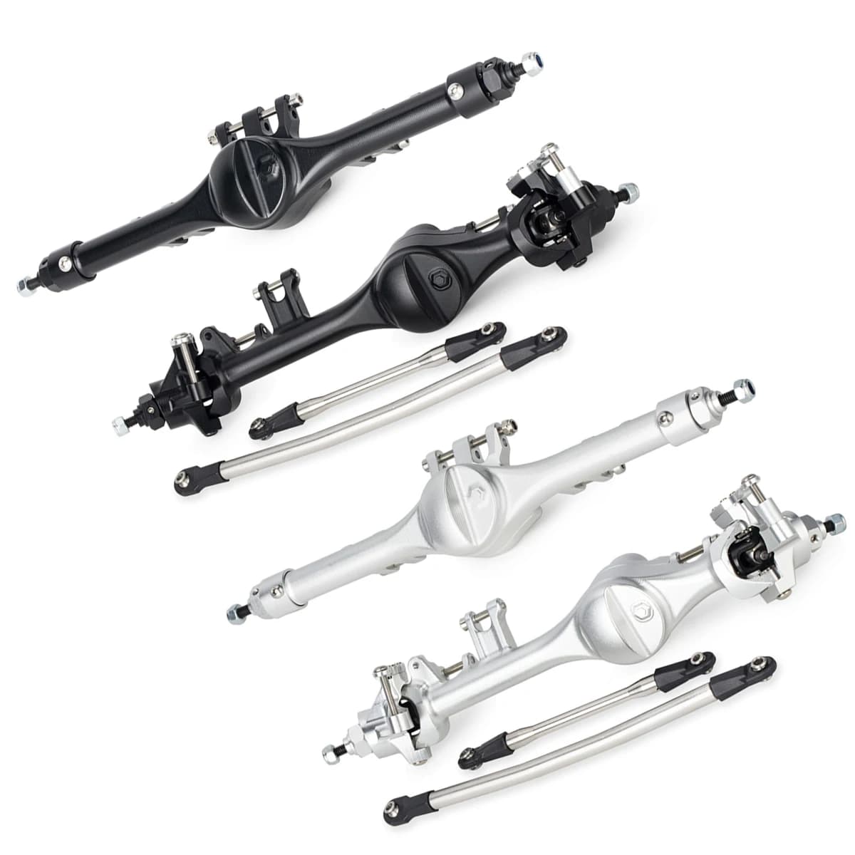 Set di assi diritti anteriori posteriori in alluminio CNC F10T nero argento per parti di aggiornamento 1/10 RC Crawler Car Axial SCX10 II VS4-10