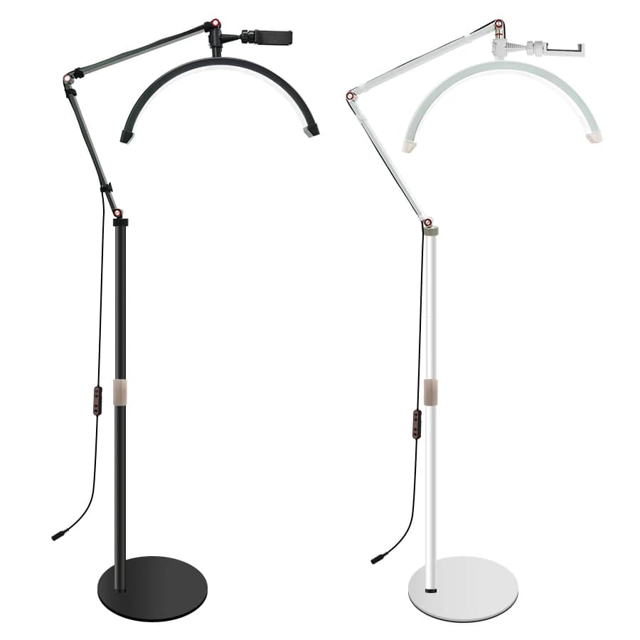 Lampada LED a Mezzaluna da 16 Pollici, Temperatura 3000K-6000K, Lampada ad Anello LED da Pavimento per Trattamenti di Bellezza, Cura della Pelle e Riprese Video