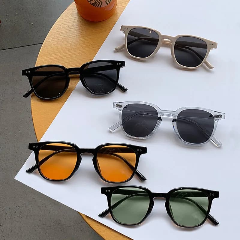 New Vintage Luxury Sunglasses for Women and Men, Square Frame and Small Round, Fashion Glasses, Classic UV Protection
