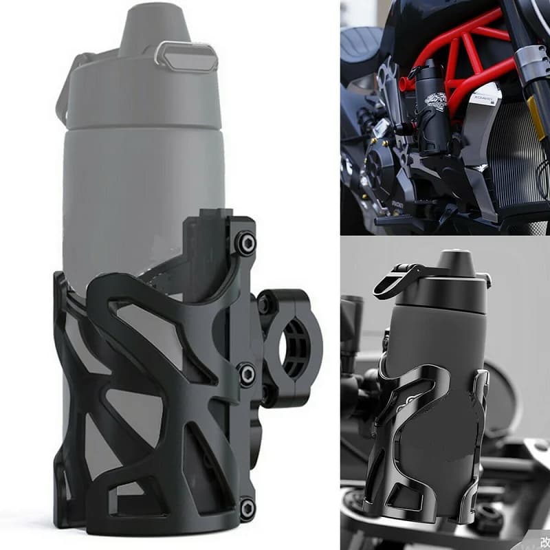 Motorcycle Drink Holder Handlebar Water Bottle Cup Holder Beverage Holder 18-32MM Mount ABS Black/Blue