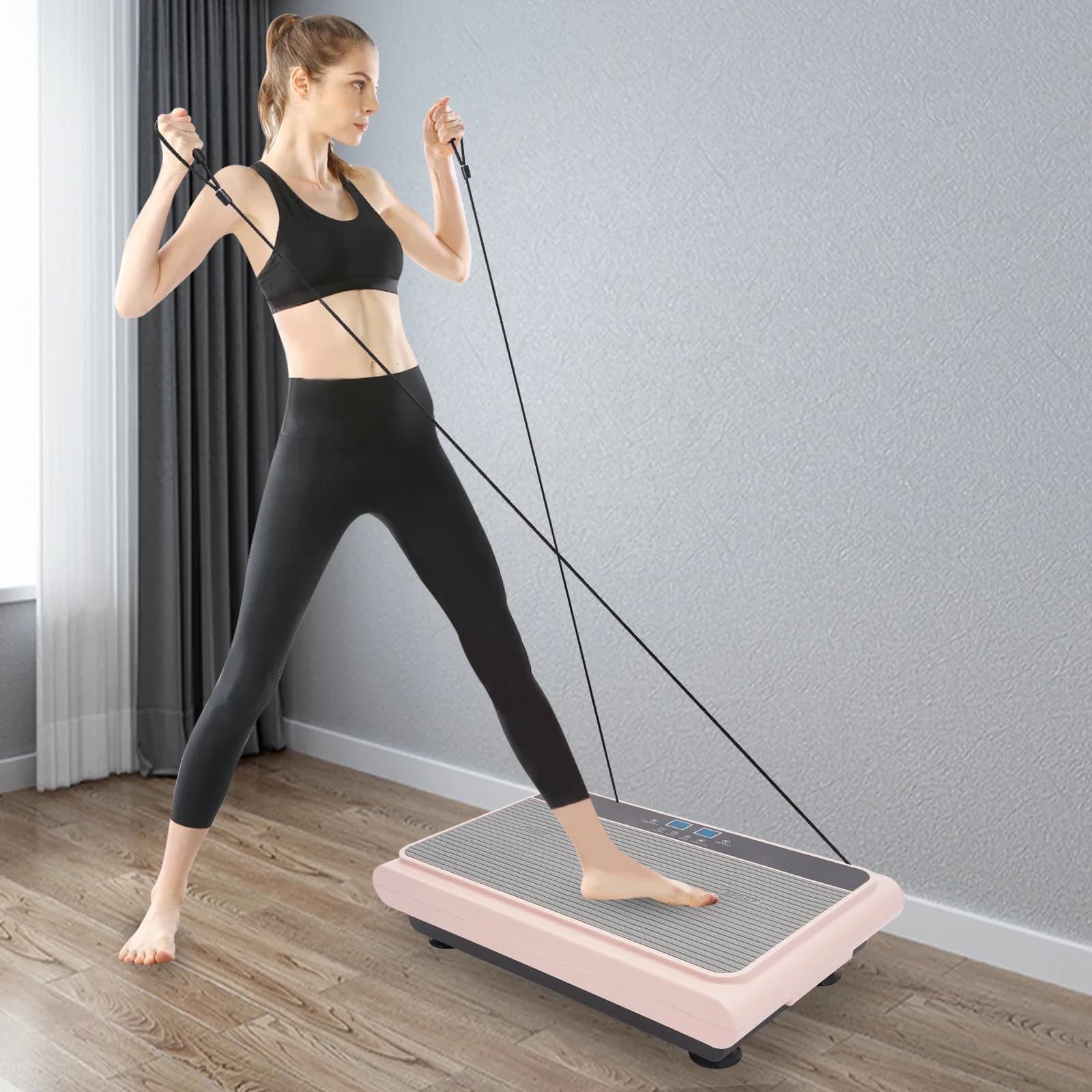 Pink Vibrant Platform for Slimming and Training, with LCD Display, Bluetooth and Colored Lights