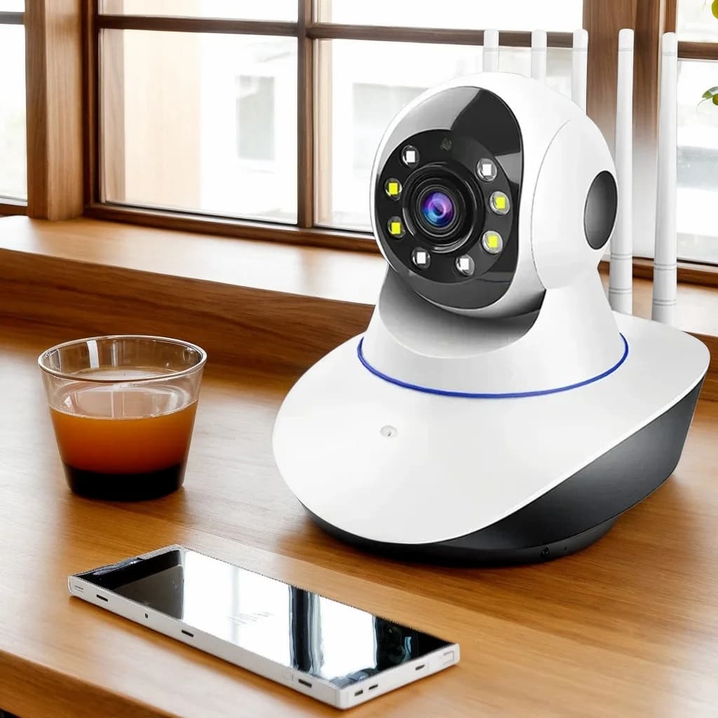 Telecamera di sicurezza WiFi Full HD a 5 antenne – 360 ° Forte sorveglianza del segnale con visione notturna a colori, baby monitor (PIX-LINK GT5)