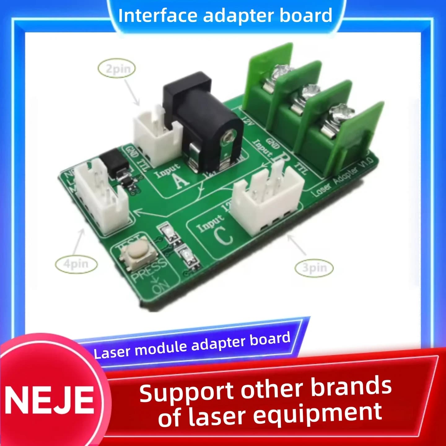 Strumento piastra adattatore interfaccia universale modulo laser NEJE, adatto per macchina per incidere interfaccia a 2 pin, 3 pin, 4 pin