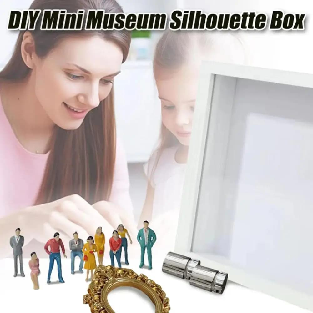 Kit Creativo per Mini Museo in Miniatura con Cornici Dorate e Figurine in Miniatura per Regalo Festa della Mamma