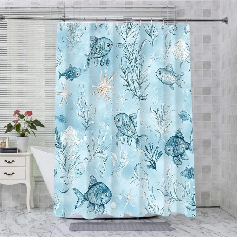 Tenda da bagno con motivo a pesci adorabili Tenda da doccia per bagno impermeabile