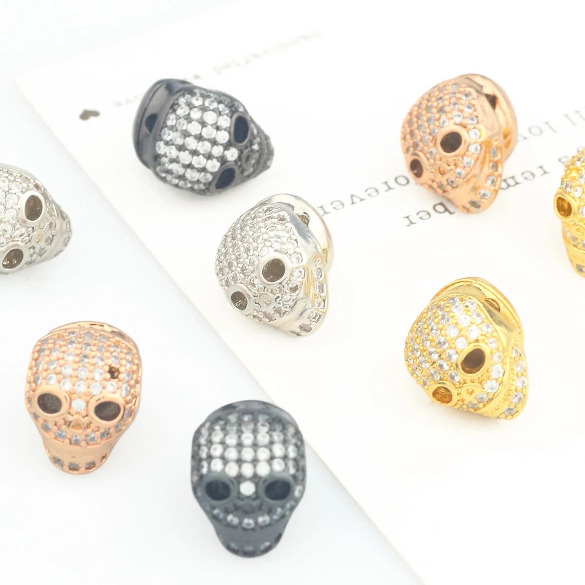 9X12mm White Zircon Skull Copper Beads Spacer Beads for Jewelry Diy Bracelet Necklace Jewelry Making Accessories Wholesale 2Pcs