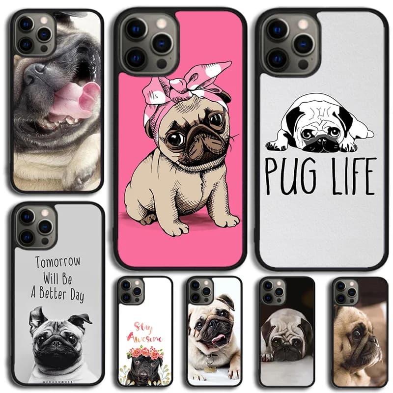CUTE PUPPY PUG DOG MOPS Custodia per telefono per iPhone 17 Air 16 15 14 SE 2020 11 12 13 Pro MAX Plus