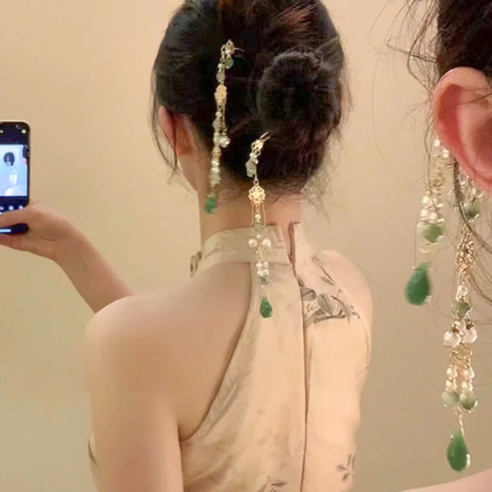 1/2 pz. Fermaglio per capelli a fiore cinese, gioiello in metallo di lusso leggero, forcina alla moda con nappa lunga per donne e ragazze, accessorio per capelli