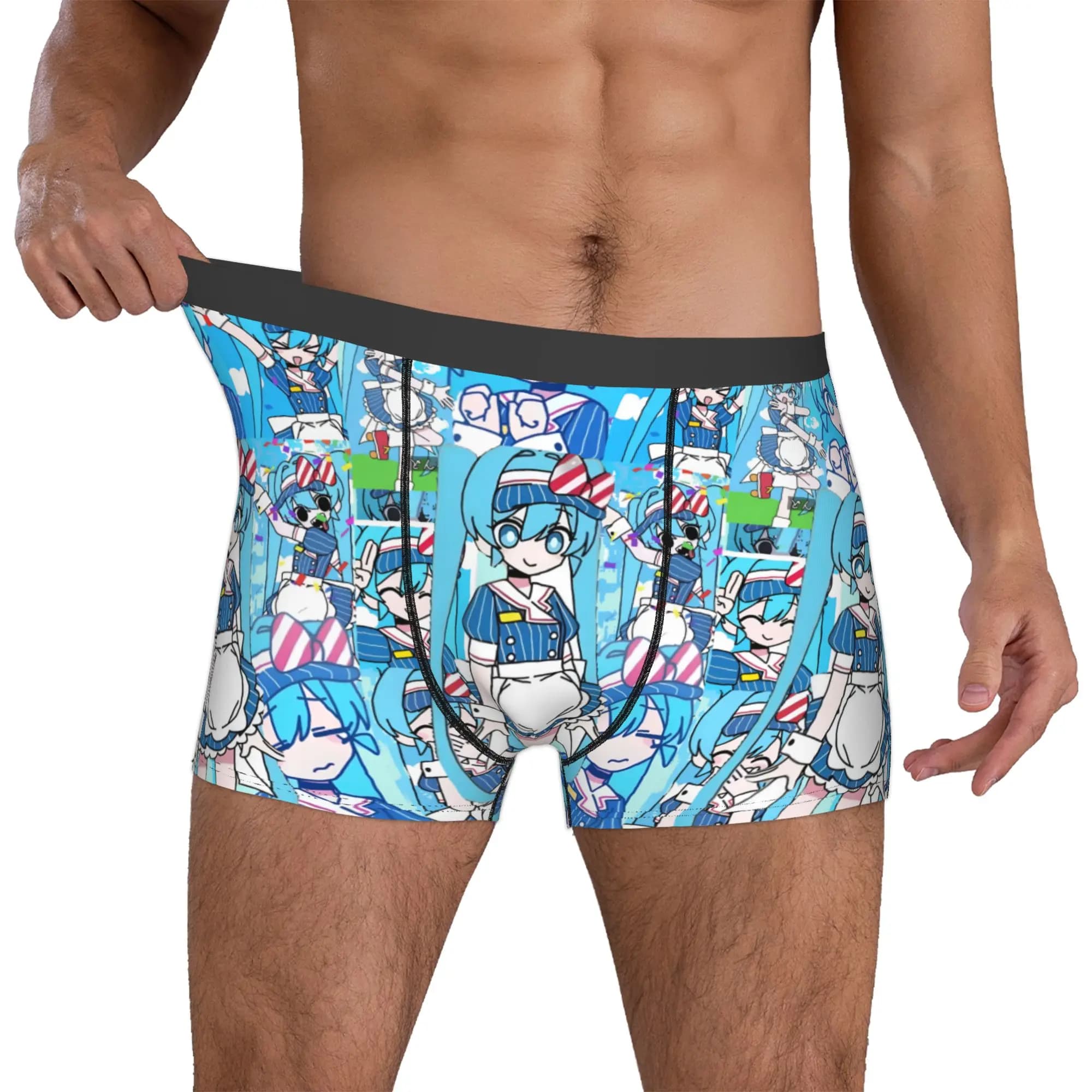 Custom Anime H-Hatsuned M-Mikus Underwear Men Printed Cartoon Boxer Briefs Shorts Panties Soft Underpants
