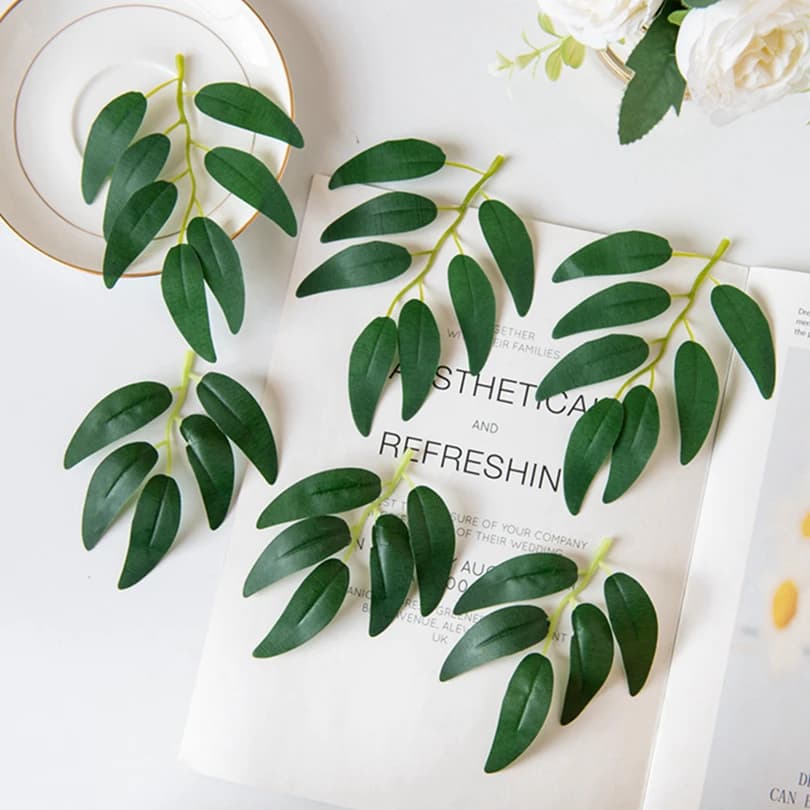 50/100 pieces green silk flowers willow leaves Halloween DIY decoration Christmas garlands accessories for wedding home artificial plants