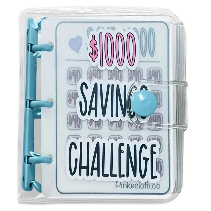 Mini Raccoglitore per Sfida di Risparmio 150/300/500/1000 Dollari, Portafoglio con Buste per Contanti, Raccoglitore per Budget, Agenda e Planner