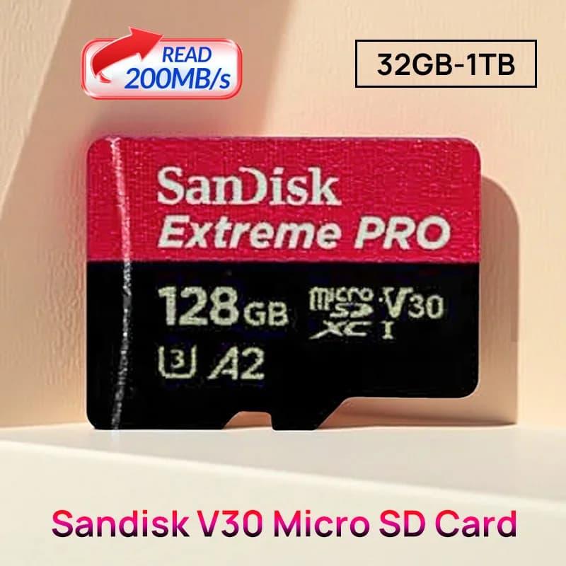SanDisk V30 Micro SD Extreme PRO 32GB 64GB 128G 256G 512GB 1TB UHS-I Scheda di memoria TF Card 200MB/s C10 U3 4K per fotocamera Steam Deck