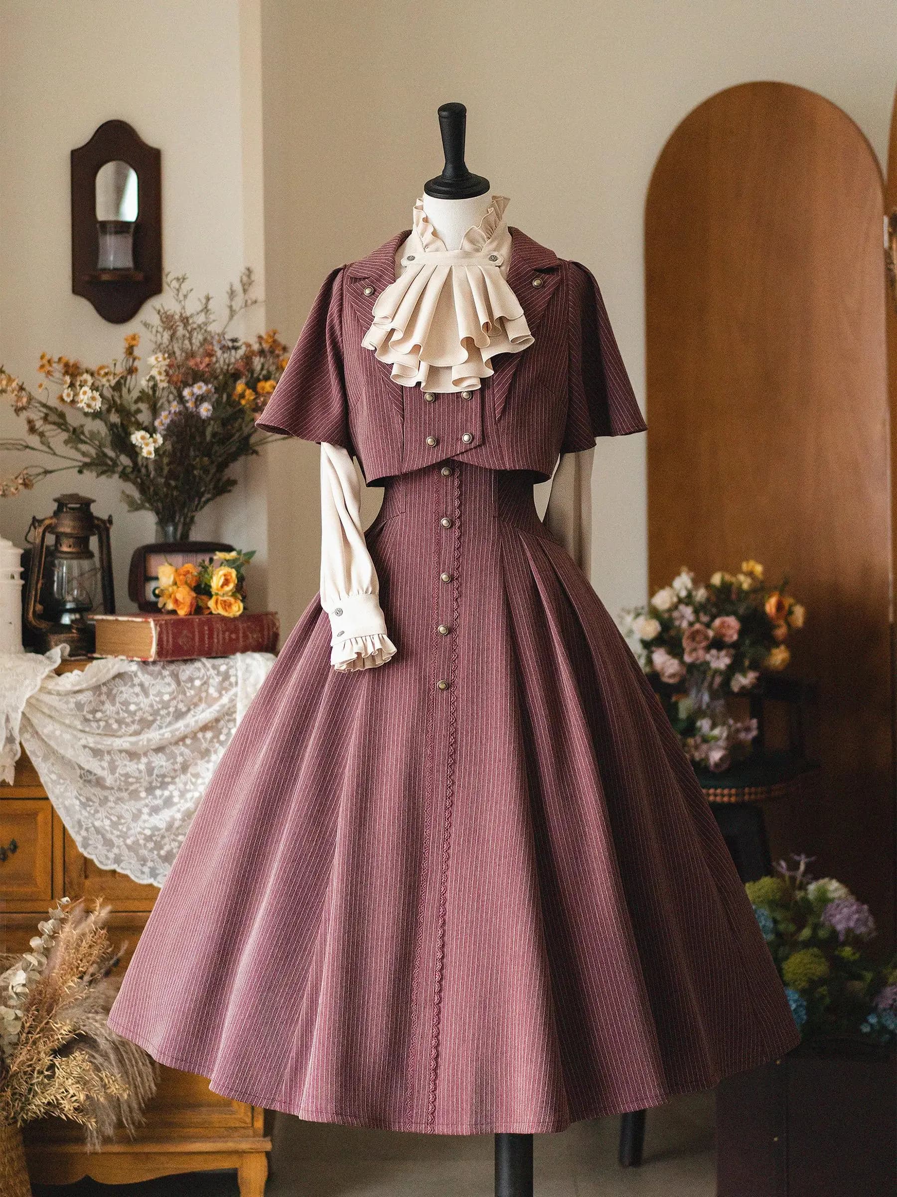 Forest Closet Camicetta gonna vintage originale f Little Jaet Ele Classica vita alta adatta per l'autunno e...
