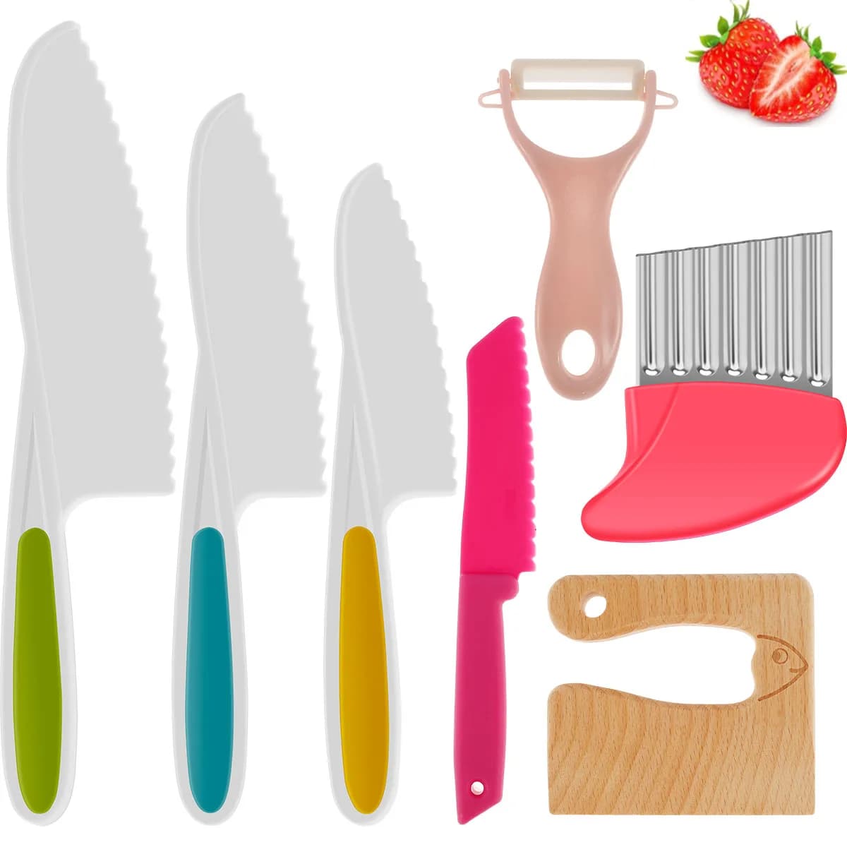 Children's Kitchen Knives Set Cooking Experience for Kids Taglierina Kitchen Tools Montessori Safe Plastic Cooking for Fruit Cake Salad Knife