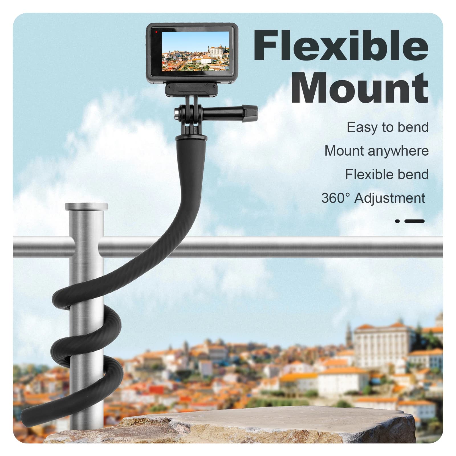TELESIN Treppiede monopiede flessibile per selfie stick per GoPro insta360 ovunque senza qualsiasi strumento per telefono con fotocamera IPhone universale