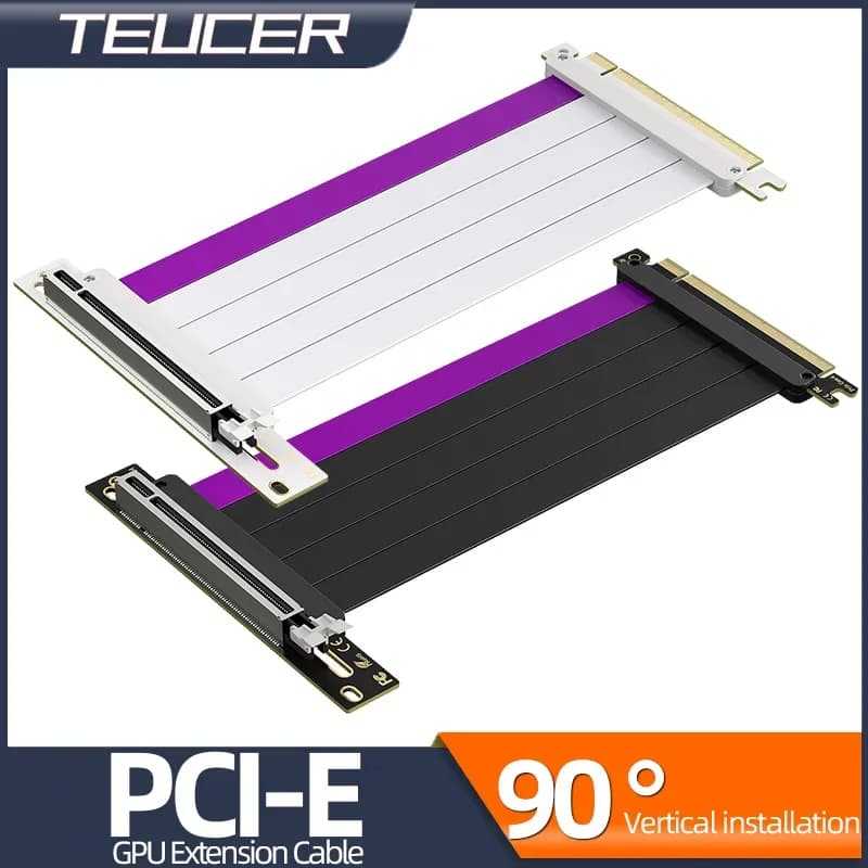 Scheda grafica video Riser TEUCER PCI-E Gen 4.0 3.0 16X schermata flessibile 90 ° Cavo di prolunga per montaggio GPU senza perdita 15/20 cm