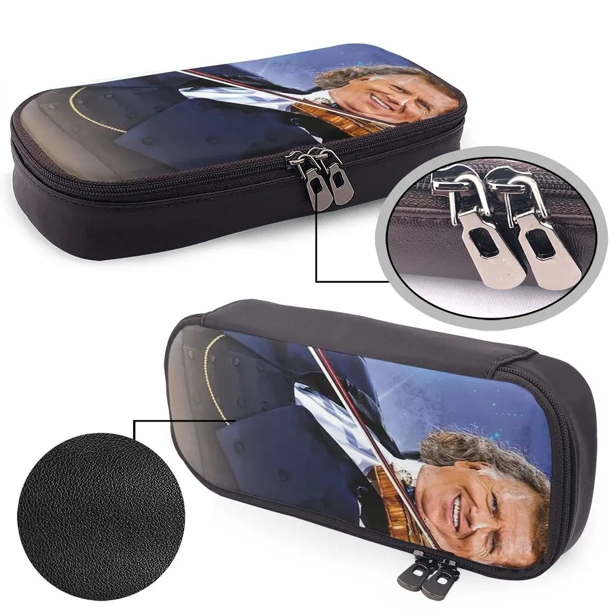 Andre Rieu Best Of Andre Rieu Leather Pencil Case Pen Holder Storage Stationery Supplies Pen Box Pencil Bag for Studen Gifts