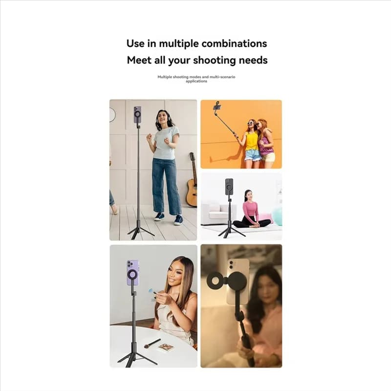 【T07A】 Treppiede magnetico per telefono Bastone selfie allungabile da 1,6 m con supporto per telefoni portatili remoti wireless per telefono Android Iphone