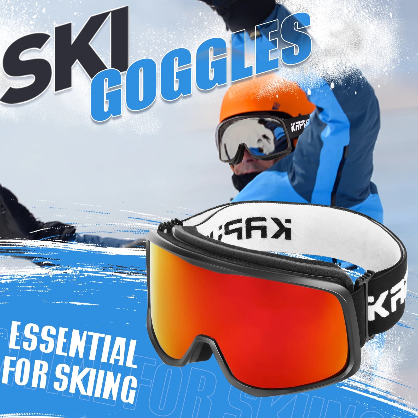 Kapvoe 2026 New Snow Goggles Ski Snowboarding Sunglasses Skiing Mask Men Women Anti-Fog Lens Kit Protection Snowmobile Glasses