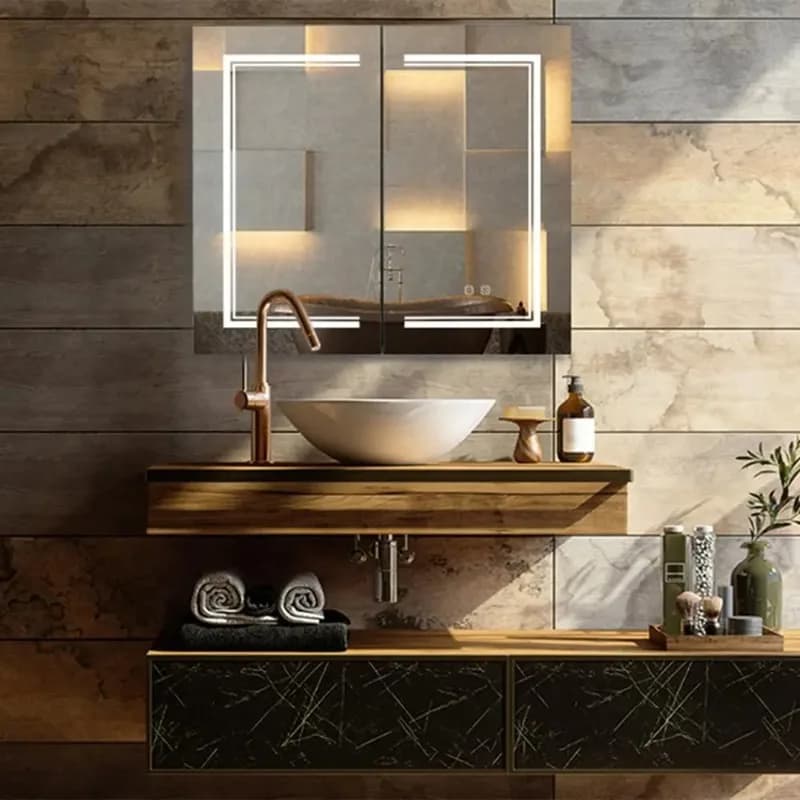 LED Bathroom Wall Cabinet with Mirror - Medicine Cabinet with Lights, White Storage Cabinet for Bathroom, Bathroom Vanity Mirror