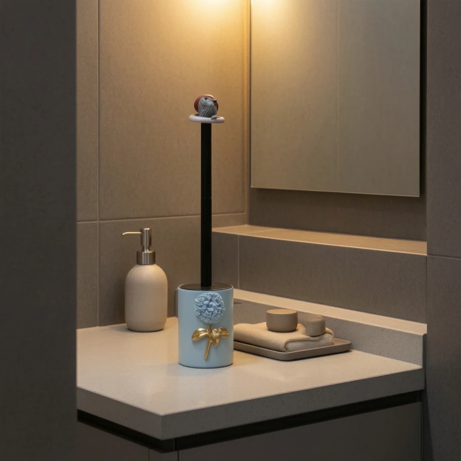 Toilet Brush with Holder 360° Cleaning Toilet Bowl Brush Compact Slim for Bathroom
