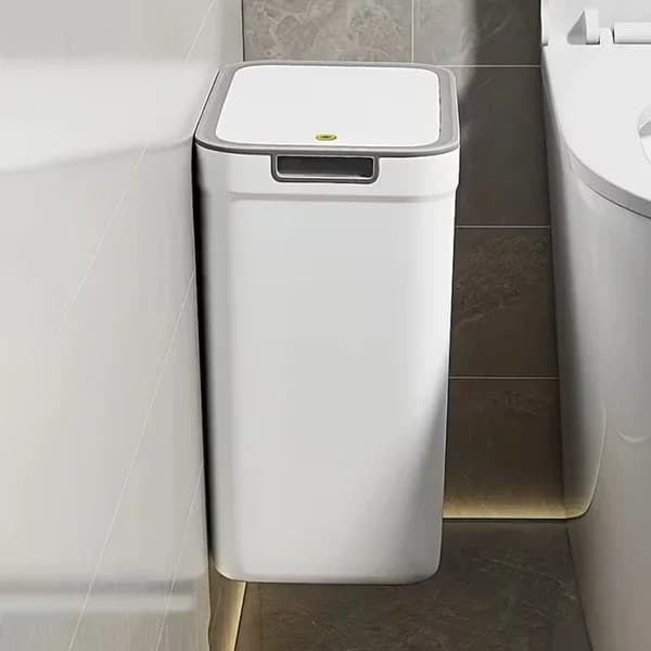 TouchlPattumiera da bagno – Sigillatura degli odori, montata a parete, coperchio silenzioso, design rettangolare salvaspazio