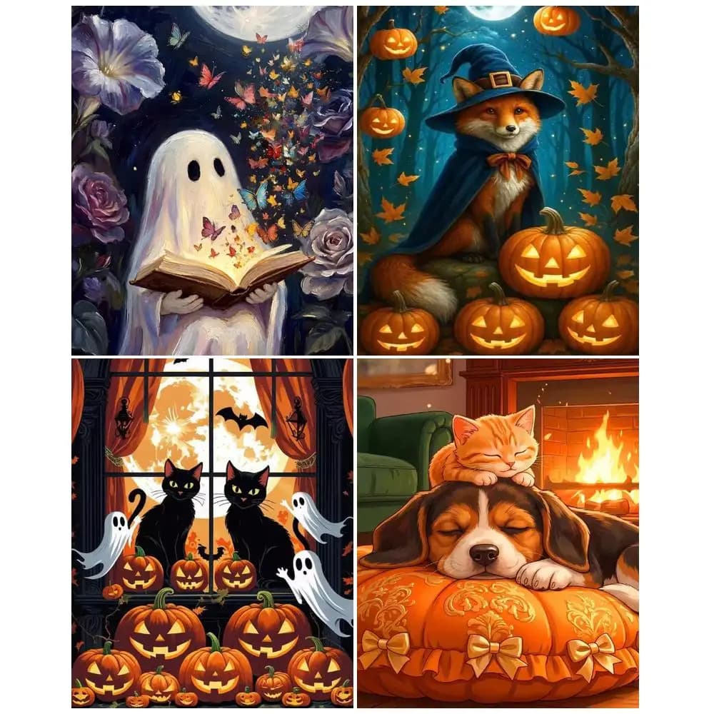 RUOPOTY Painting By Numbers Paint Kit Acrylic on Canvas Paints Halloween Animal Painting Numbers Create Wall Art Diy Making Kits