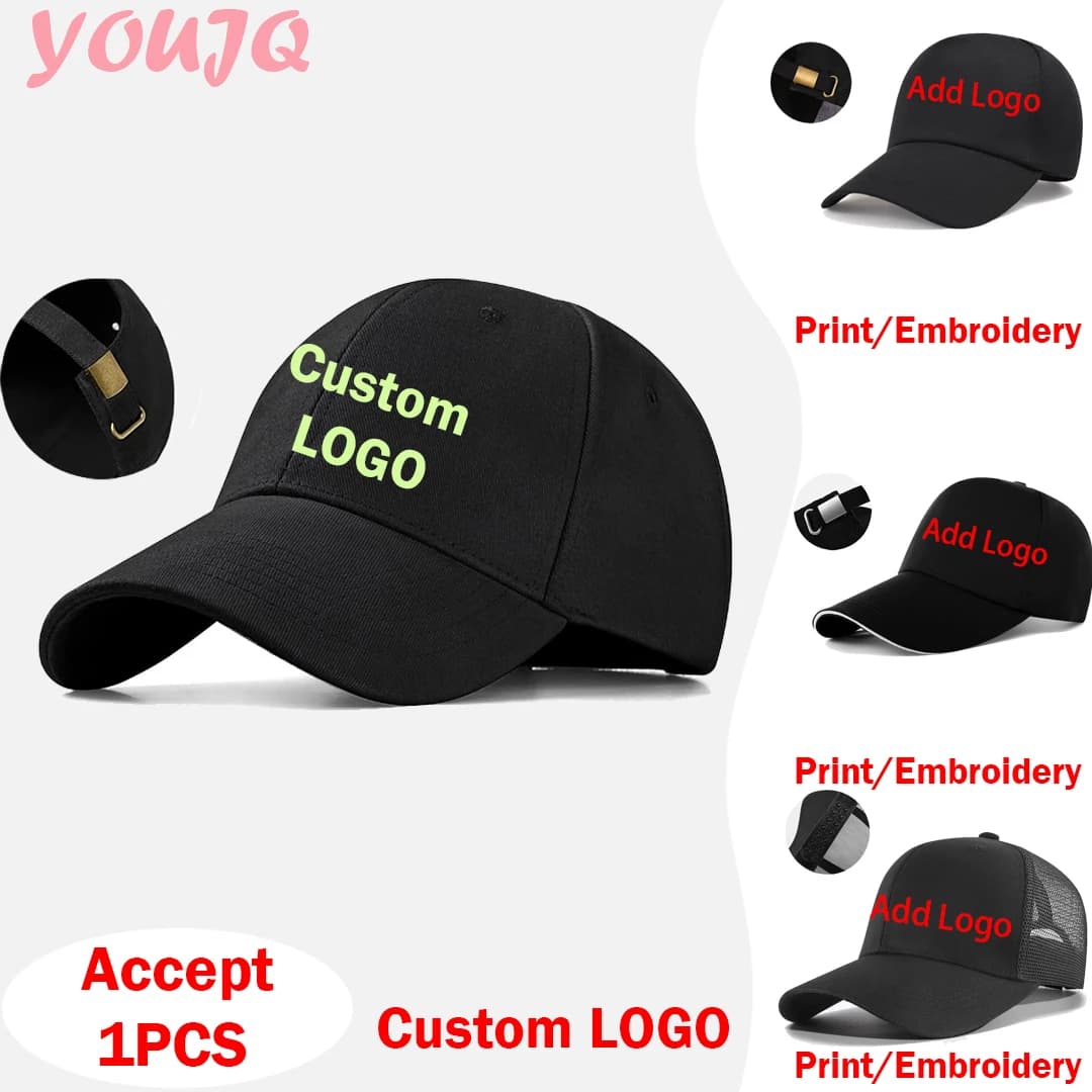 Men's caps with custom logo Custom Baseball Hats for Women Tennis Print/Embroidered Textile Visiere by Random Adjustable Snapback