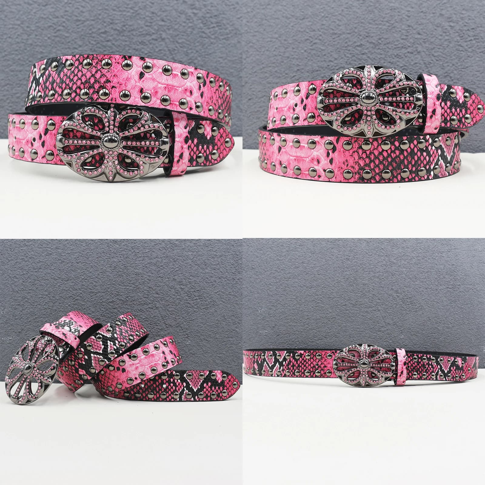 NUOVA Cintura Punk Multicolore con Borchie in Metallo Pesante per Uomo, Stile Rock e Cowboy, Cintura Y2K