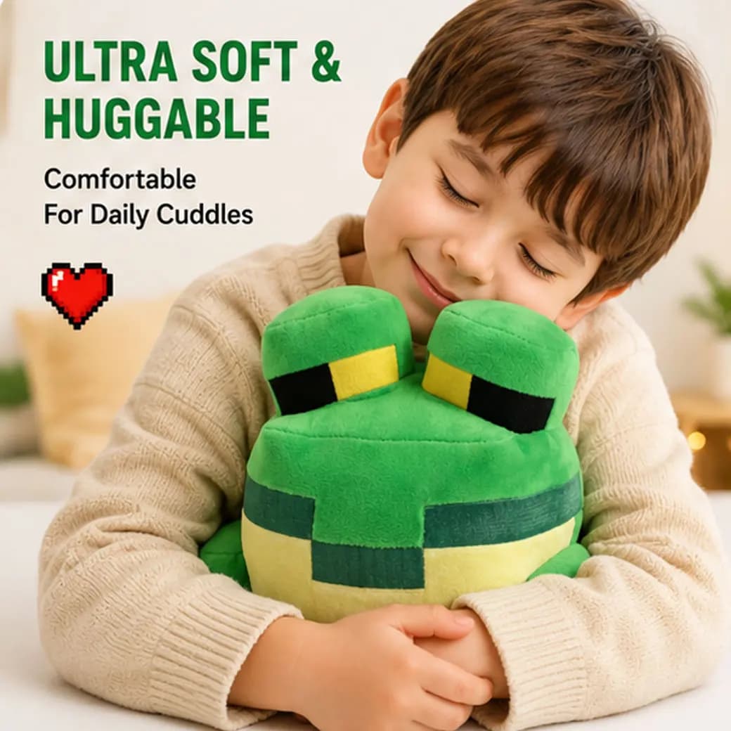 Style Frog Plush Toy Soft Stuffed Animal Cute Pixel Frog Doll Gaming Gift for Kids Fans Bedroom Decoration Unisex