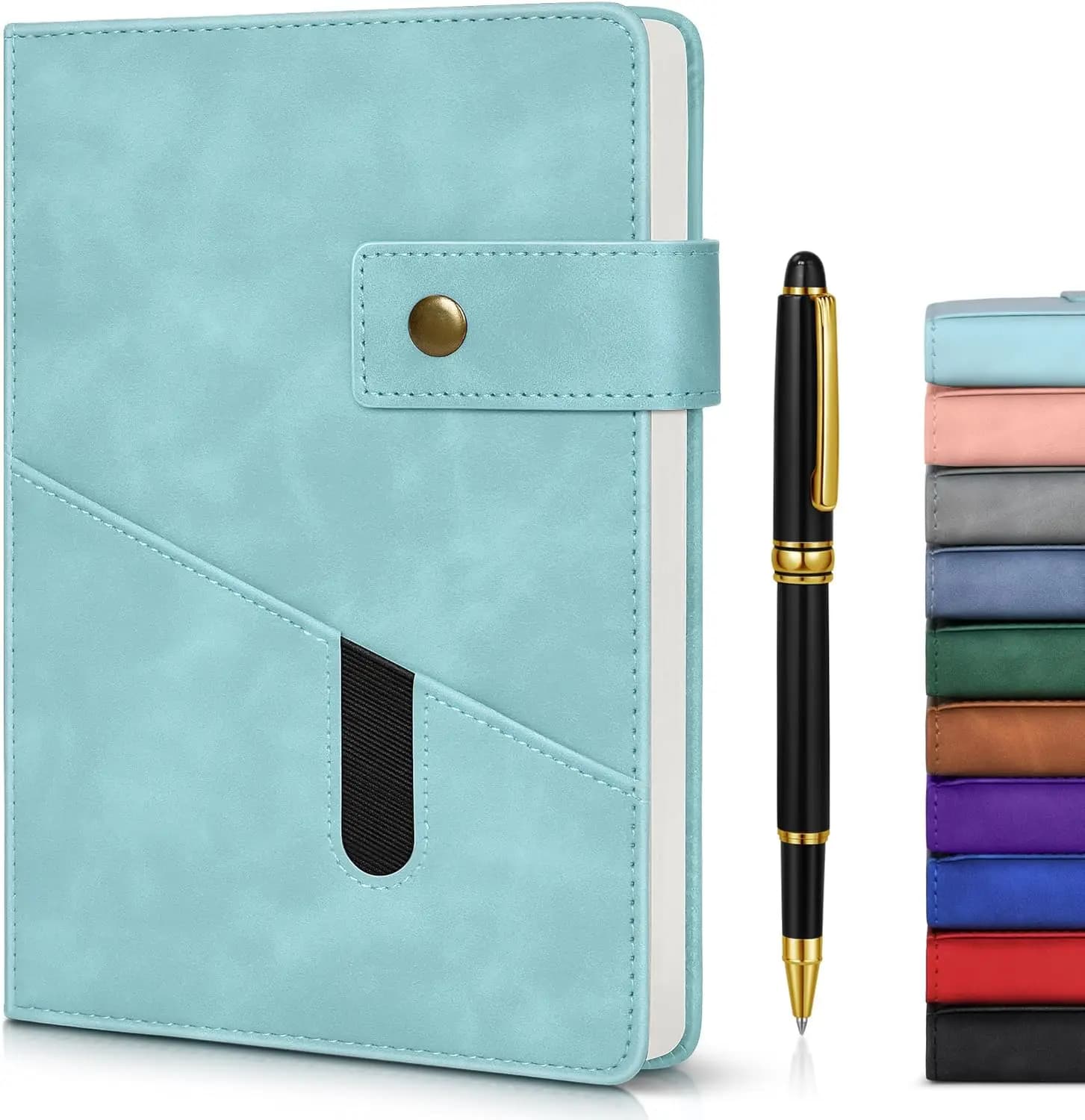 A5 Hardcover Leather Journal with Pen, 200 Pages 100GSM Thick Lined Paper, College Ruled Notebook for Work, Travel, School, Diary 5.9"x8.4"