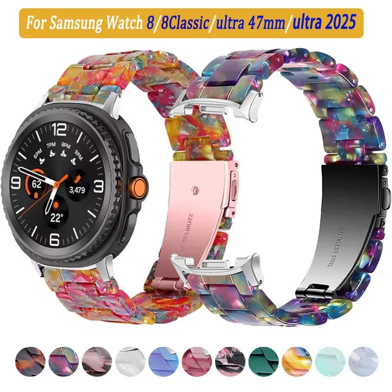Cinturino in resina colorata per Samsung Galaxy Watch 8 40mm 44mm 8 Classic 46mm Smart Watch cinturino di ricambio per Galaxy Watch Ultra2025
