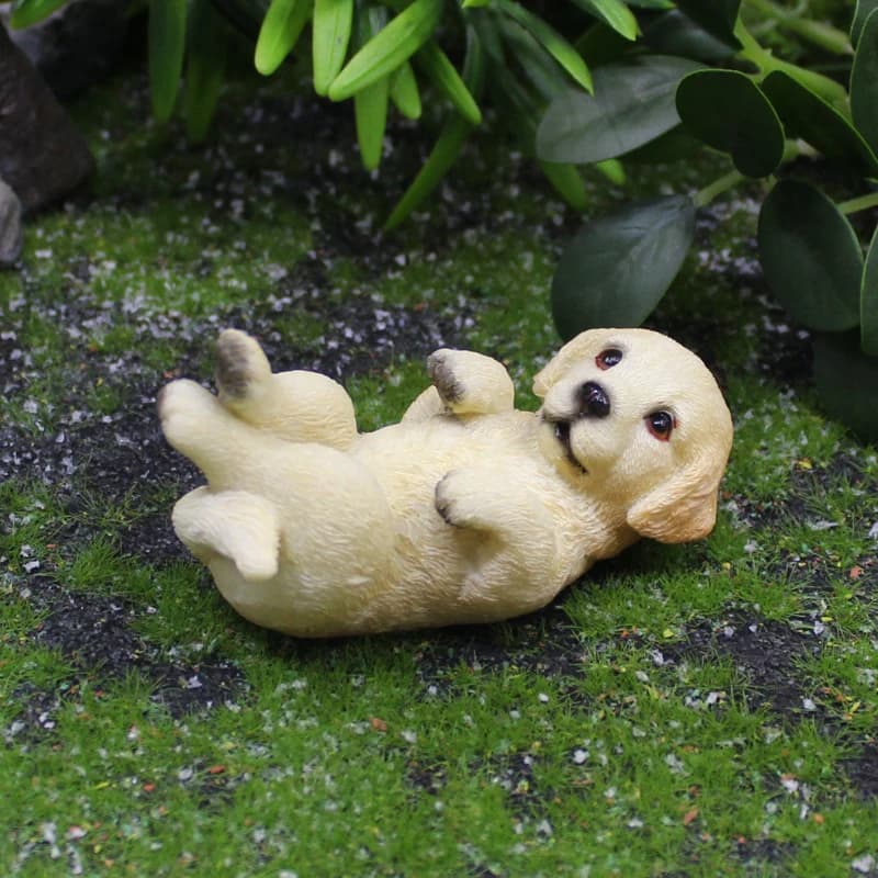 Figurina in resina in miniatura realistica con cucciolo di Golden Retriever per decorazioni per la casa e il giardino – Ornamento in stile labrador